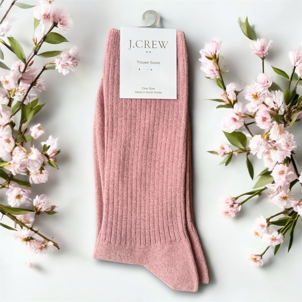 J. Crew Pink Ribbed Crew Socks